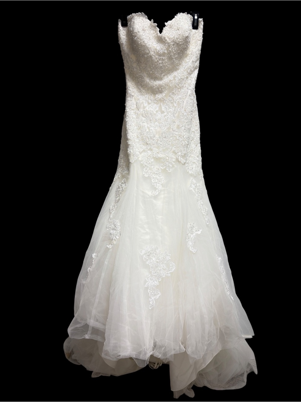Camille La Vie Ivory Strapless Mermaid Lace Beaded Wedding Dress Gown Size 10 - Picture 2 of 13